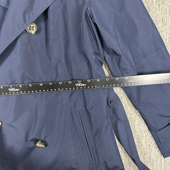 INTL DETAILS Women's Rain Jacket Coat Large Navy Lightweight Removable Hood - Picture 6 of 13